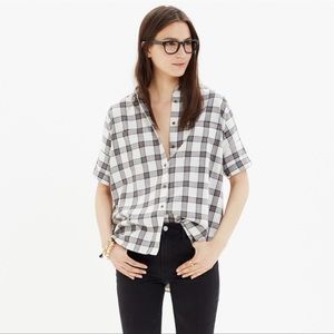 Madewell Courier Plaid Cream Button Down Shirt